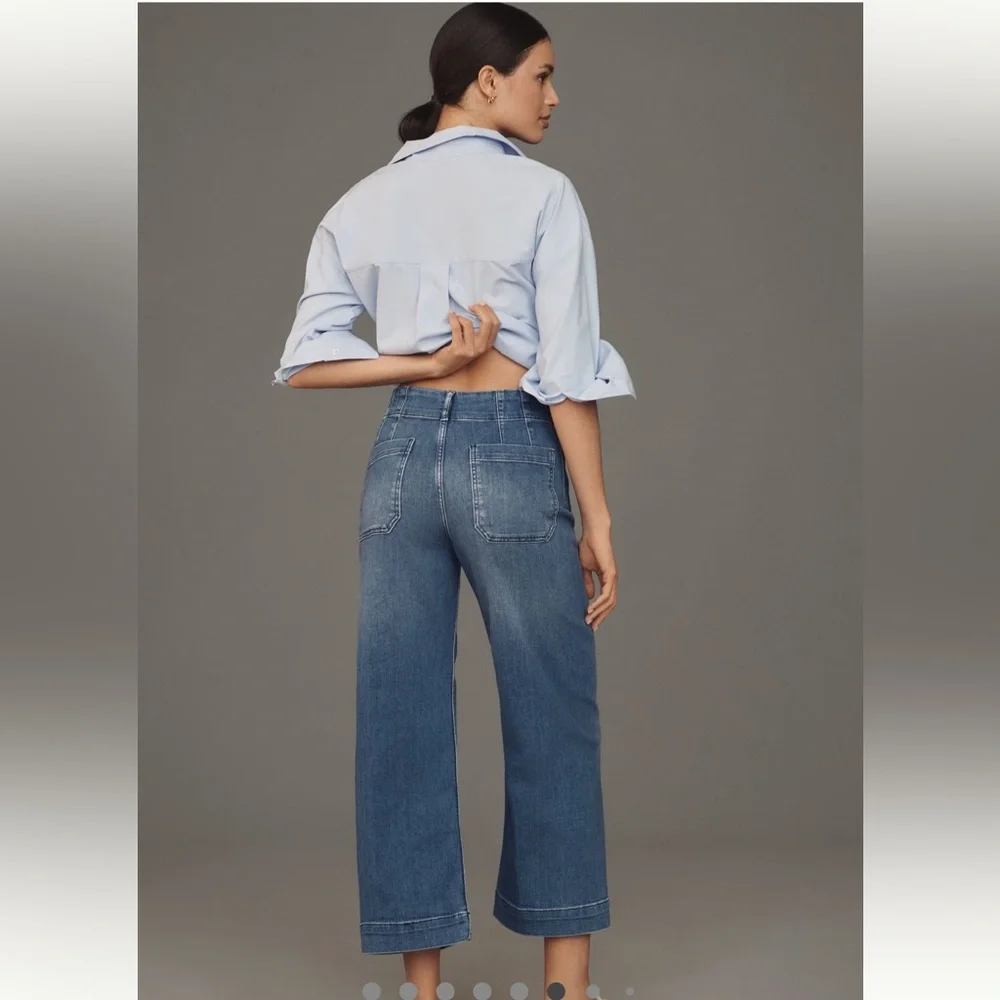 Anthropologie Colette Cropped High Rise wide leg by maeve -23P only worn once! - Picture 5 of 12